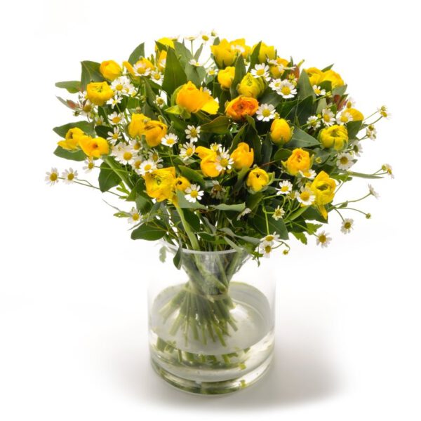 זר פרחים נוריות צהובות